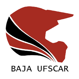 A imagem contém o nome da equipe, Baja UFSCar e um capacete vermelho com duas listas pretas.